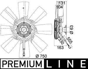 Cupla ventilator radiator (cu ventilator, 750mm, numar lame: 8, numar pini: 6) potrivit SCANIA P I DC9.11/DC9.18 04.04-05.19 - Img 3