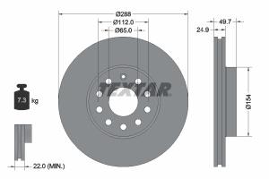 Disc frana Fata Dreapta/Stanga (fara pivot de fixare a rotii) potrivit AUDI A3, A3 ALLSTREET, Q2; CUPRA ATECA, LEON, LEON SPORTSTOURER 1.0-Electric 09.96- - Img 3