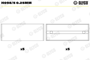 Set rulment arbore cotit (0.25) potrivit VOLVO S40 I, V40; ARO 10; DACIA PICK UP, SOLENZA; MITSUBISHI CARISMA; NISSAN INTERSTAR, PRIMASTAR 1.8/1.9D/2.0 01.91- - Img 2