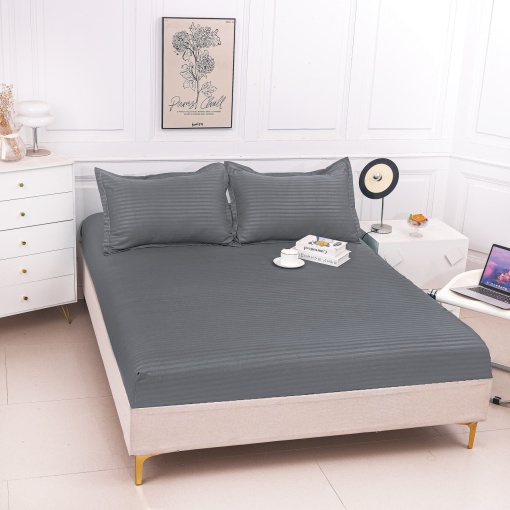 Cearsaf cu elastic tip Damasc, 180x200cm + 2 fete de perna, cod produs H21-8605