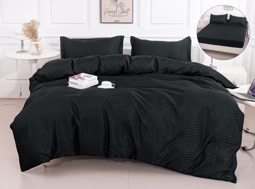 Lenjerie cu Elastic 180x200 cm, tesatura tip damasc, 4 piese, cod produs H21-8617
