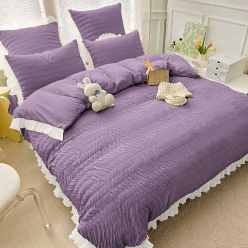 Lenjerie de pat CREPONATA din bumbac pentru 2 persoane, 6 piese , cod produs H21-655