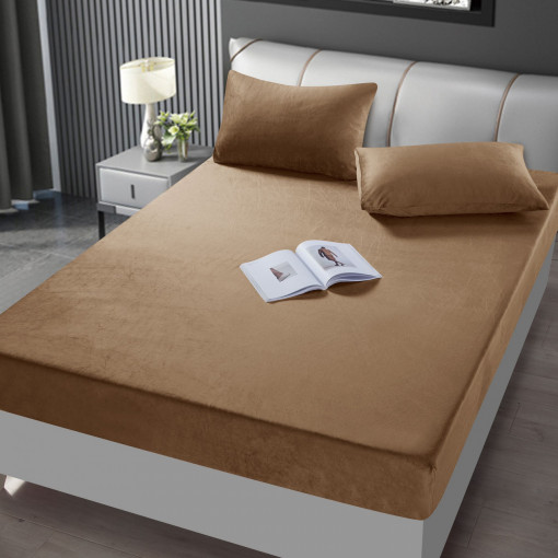 Husa de pat cu elastic din Catifea, 180x200cm + 2 fete de perna, cod produs H21-2152