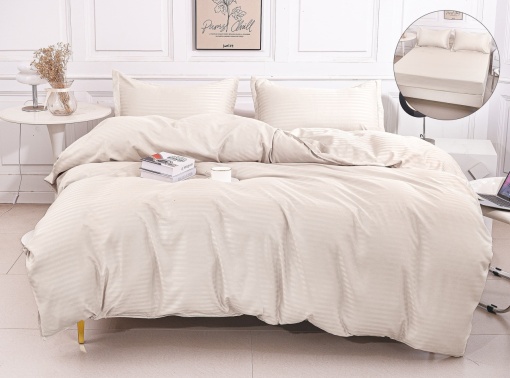 Lenjerie cu Elastic 180x200 cm, tesatura tip damasc, 4 piese, cod produs H21-8618
