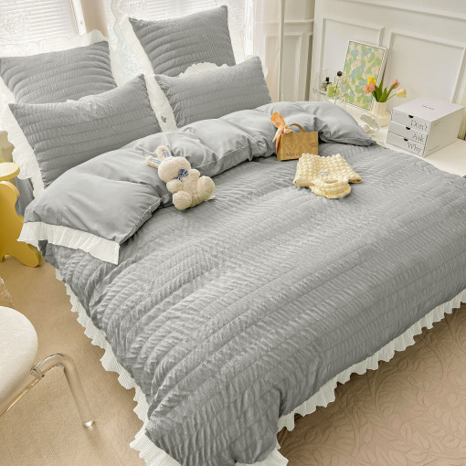 Lenjerie de pat CREPONATA din bumbac pentru 2 persoane, 6 piese , cod produs H21-653