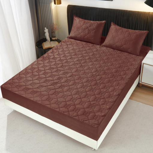Husa de pat tip TOPPER din Catifea, 180x200cm + 2 fete de perna, cod produs H21-2529