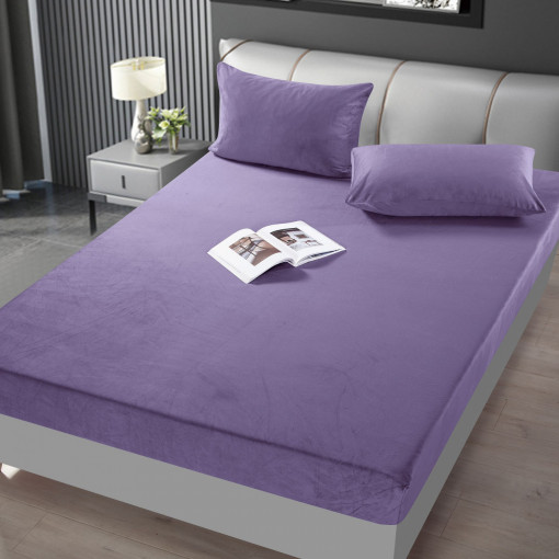 Husa de pat cu elastic din Catifea, 180x200cm + 2 fete de perna, cod produs H21-2155