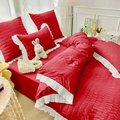 Lenjerie de pat CREPONATA din bumbac pentru 2 persoane, 6 piese , cod produs H21-671