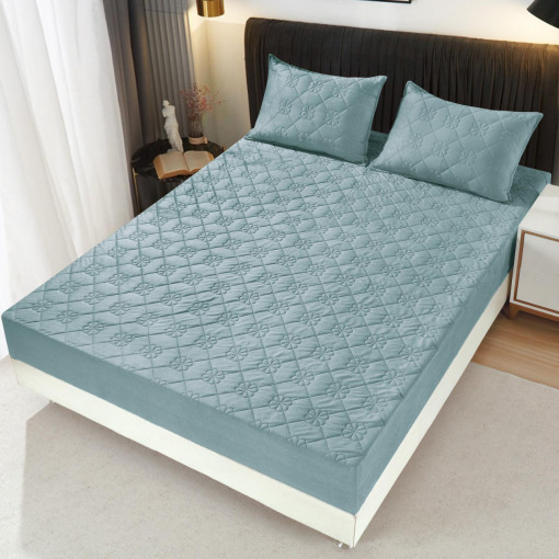 Husa de pat tip TOPPER din Catifea, 180x200cm + 2 fete de perna, cod produs H21-2522