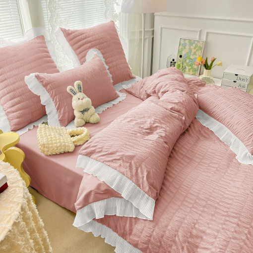 Lenjerie de pat CREPONATA din bumbac pentru 2 persoane, 6 piese , cod produs H21-659