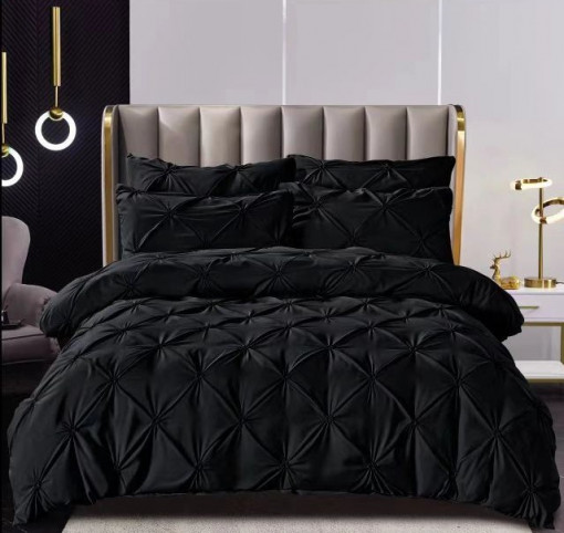 Lenjerie de pat cu pliuri din FINET pentru 2 persoane, 6 piese , cod produs H21-764