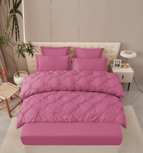 Lenjerie de pat cu Pliuri si Volanas, FINET pentru 2 persoane, 6 piese , cod produs H21-8139