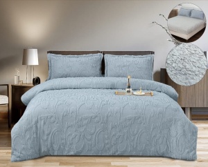 Lenjerie de pat dublu COCOLINO Grofata cu Blanita Sherpa si cearsaf cu Elastic , 4 piese, cod produs H21-6217
