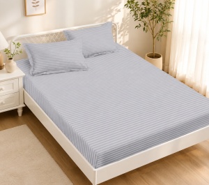 Cearsaf cu elastic tip Damasc, 180x200cm + 2 fete de perna, cod produs H21-8875