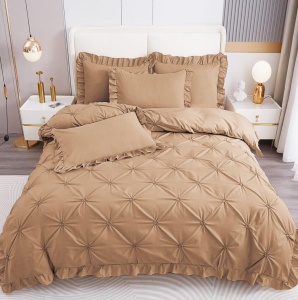 Lenjerie de pat cu Pliuri si Volanas, FINET pentru 2 persoane, 4 piese , cod produs H21-11411