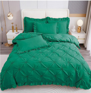 Lenjerie de pat cu Pliuri si Volanas, FINET pentru 2 persoane, 4 piese , cod produs H21-3812