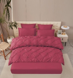 Lenjerie de pat cu Pliuri si Volanas, FINET pentru 2 persoane, 6 piese , cod produs H21-8140
