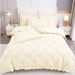 Lenjerie de pat cu Pliuri si Volanas, FINET pentru 2 persoane, 4 piese , cod produs H21-3814