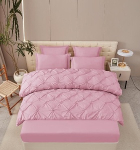 Lenjerie de pat cu Pliuri si Volanas, FINET pentru 2 persoane, 6 piese , cod produs H21-8131