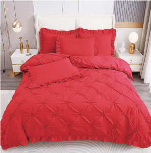 Lenjerie de pat cu Pliuri si Volanas, FINET pentru 2 persoane, 4 piese , cod produs H21-3815