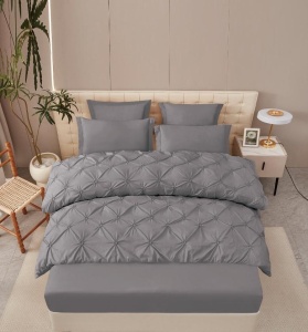 Lenjerie de pat cu Pliuri si Volanas, FINET pentru 2 persoane, 6 piese , cod produs H21-8132