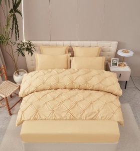 Lenjerie de pat cu Pliuri si Volanas, FINET pentru 2 persoane, 6 piese , cod produs H21-8133