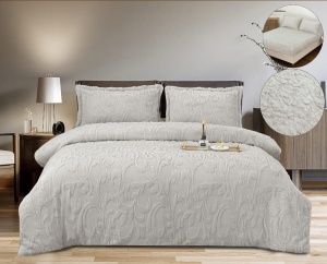 Lenjerie de pat dublu COCOLINO Grofata cu Blanita Sherpa si cearsaf cu Elastic , 4 piese, cod produs H21-6210