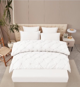 Lenjerie de pat cu Pliuri si Volanas, FINET pentru 2 persoane, 6 piese , cod produs H21-8134