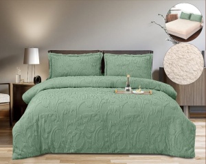 Lenjerie de pat dublu COCOLINO Grofata cu Blanita Sherpa si cearsaf cu Elastic , 4 piese, cod produs H21-6211