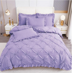 Lenjerie de pat cu Pliuri si Volanas, FINET pentru 2 persoane, 4 piese , cod produs H21-3807