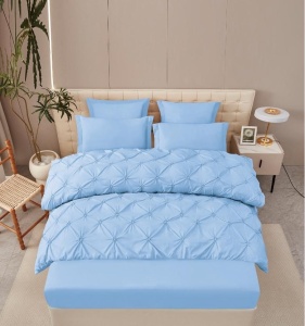 Lenjerie de pat cu Pliuri si Volanas, FINET pentru 2 persoane, 6 piese , cod produs H21-8135