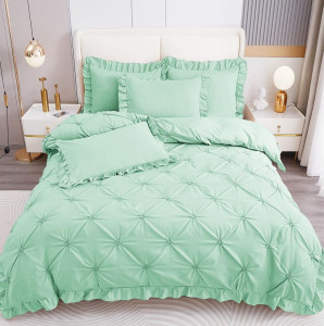 Lenjerie de pat cu Pliuri si Volanas, FINET pentru 2 persoane, 4 piese , cod produs H21-3808