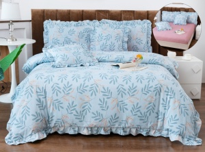 Lenjerie de pat dublu cu Volanase si Elastic, finet, 6 piese, cod produs H21-5459