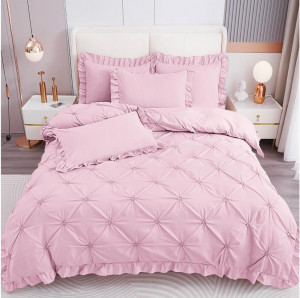 Lenjerie de pat cu Pliuri si Volanas, FINET pentru 2 persoane, 4 piese , cod produs H21-3809