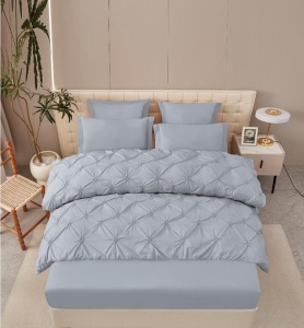 Lenjerie de pat cu Pliuri si Volanas, FINET pentru 2 persoane, 6 piese , cod produs H21-8137