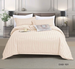 Lenjerie de pat single tip hotel DAMASC, cu Elastic 140x200 cm , 4 piese, cod produs H21-6144