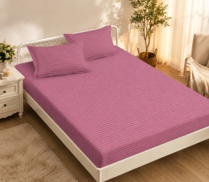 Cearsaf cu elastic tip Damasc, 180x200cm + 2 fete de perna, cod produs H21-8880