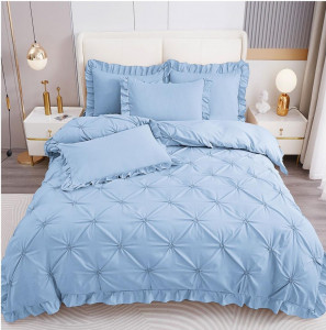 Lenjerie de pat cu Pliuri si Volanas, FINET pentru 2 persoane, 4 piese , cod produs H21-3810