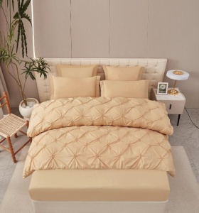 Lenjerie de pat cu Pliuri si Volanas, FINET pentru 2 persoane, 6 piese , cod produs H21-8138