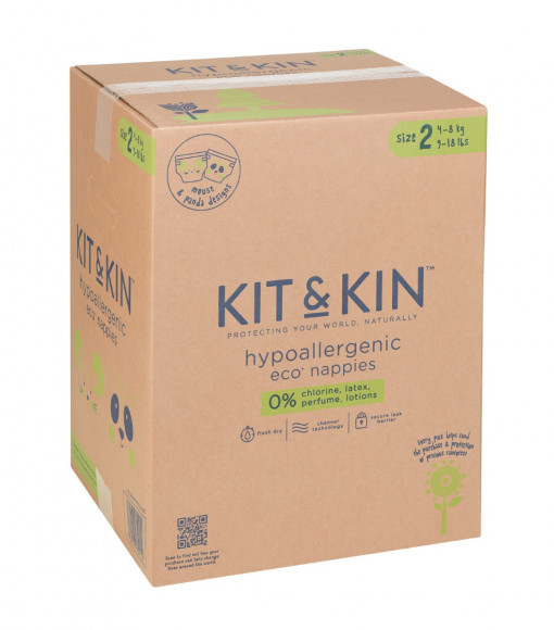 Scutece Hipoalergenice Eco Kit&Kin, Marimea 2, 4-8 kg , 152 buc