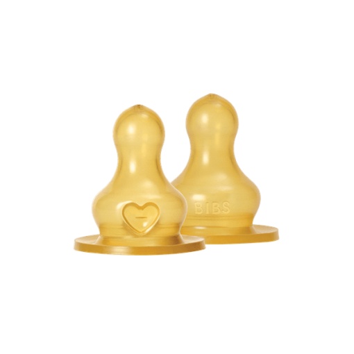 BIBS - Set 2 tetine pentru biberon, Latex, flux mediu