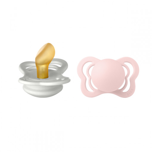 BIBS - Set 2 suzete Couture Latex, tetina anatomica, 0 luni +-Haze/Blossom