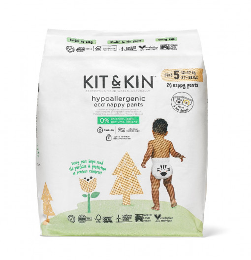 Scutece Hipoalergenice Eco Kit&Kin Chilotel Junior, Marimea 5, 12-17 kg, 20 buc