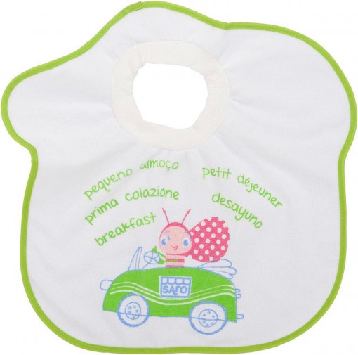 Bavete Tricou, 3 buc, alb/verde, 36 x 37,5 cm