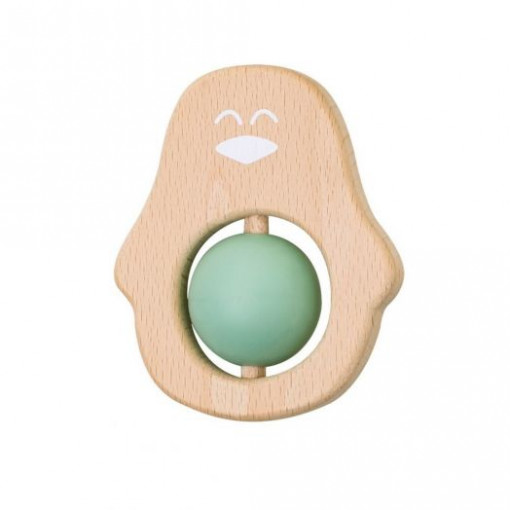 Jucarie naturala pentru dentitie Pinguin Verde