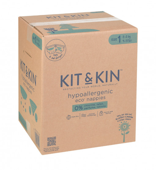Scutece Hipoalergenice Eco Kit&Kin, Marimea 1, 2-5 kg, 152 buc