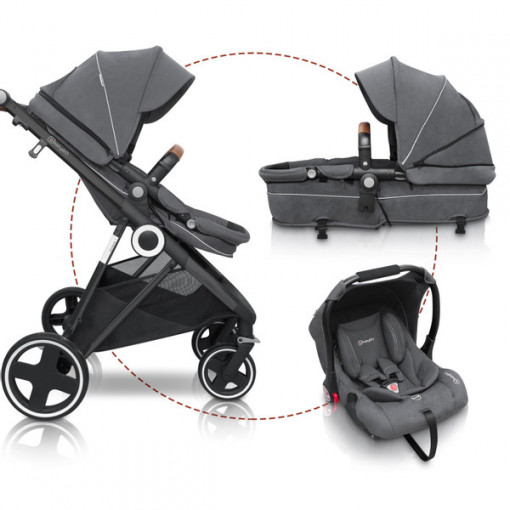 BabyGo - Carucior 3 in 1 Halime – cadru Black