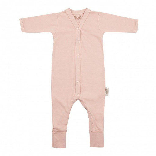 Salopeta de Corp cu Maneca Lunga, din Bambus Misty Rose 74-80