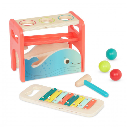 Banc cu ciocan, bile si xilofon din lemn B.Toys