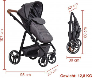 BabyGo - Carucior 3 in 1 Simplex, Grey Melange - Img 8